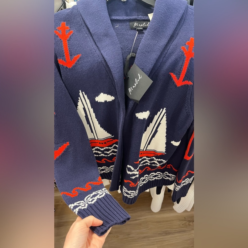 Sail boat open sweater